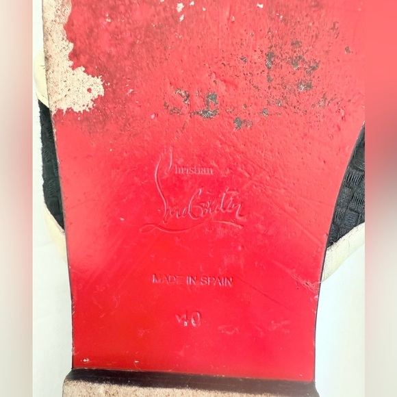 Christian Louboutin Black white leather criss cross Logo Crossimule slides EU 40 - Picture 8 of 12